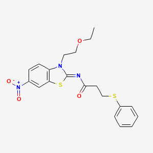 (Z)-N-(3-(2-ethoxyethyl)-6-nitrobenzo[d]thiazol-2(3H)-ylidene)-3-(phenylthio)propanamide