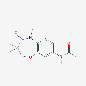 molecular formula C14H18N2O3 B2392773 N-(3,3,5-三甲基-4-氧代-2,3,4,5-四氢苯并[b][1,4]恶二嗪-8-基)乙酰胺 CAS No. 921868-01-1