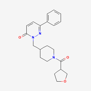 molecular formula C21H25N3O3 B2392774 2-{[1-(Oxolane-3-carbonyl)piperidin-4-yl]methyl}-6-phenyl-2,3-dihydropyridazin-3-one CAS No. 2097883-02-6