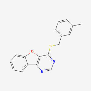 molecular formula C18H14N2OS B2392780 4-((3-Methylbenzyl)thio)benzofuro[3,2-d]pyrimidine CAS No. 845801-29-8