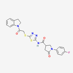 1-(4-fluorophenyl)-N-(5-((2-(indolin-1-yl)-2-oxoethyl)thio)-1,3,4-thiadiazol-2-yl)-5-oxopyrrolidine-3-carboxamide