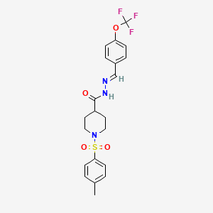 molecular formula C21H22F3N3O4S B2392786 1-(4-methylbenzenesulfonyl)-N'-[(1E)-[4-(trifluoromethoxy)phenyl]methylidene]piperidine-4-carbohydrazide CAS No. 478030-18-1