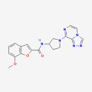 molecular formula C19H18N6O3 B2392789 N-(1-([1,2,4]三唑并[4,3-a]嘧啶-8-基)吡咯烷-3-基)-7-甲氧基苯并呋喃-2-甲酰胺 CAS No. 2034531-56-9