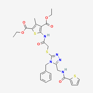 diethyl 5-(2-((4-benzyl-5-((thiophene-2-carboxamido)methyl)-4H-1,2,4-triazol-3-yl)thio)acetamido)-3-methylthiophene-2,4-dicarboxylate