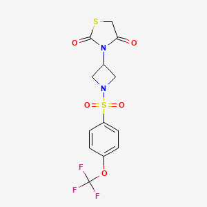 molecular formula C13H11F3N2O5S2 B2392801 3-(1-((4-(Trifluoromethoxy)phenyl)sulfonyl)azetidin-3-yl)thiazolidine-2,4-dione CAS No. 1798677-80-1