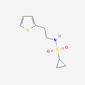 molecular formula C9H13NO2S2 B2392815 N-(2-(thiophen-2-yl)ethyl)cyclopropanesulfonamide CAS No. 1206989-72-1