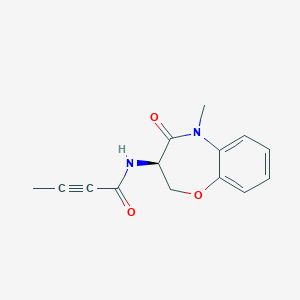 molecular formula C14H14N2O3 B2392820 N-[(3R)-5-Methyl-4-oxo-2,3-dihydro-1,5-benzoxazepin-3-yl]but-2-ynamide CAS No. 2411177-98-3