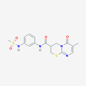 molecular formula C16H18N4O4S2 B2392824 7-methyl-N-(3-(methylsulfonamido)phenyl)-6-oxo-2,3,4,6-tetrahydropyrimido[2,1-b][1,3]thiazine-3-carboxamide CAS No. 1396845-93-4