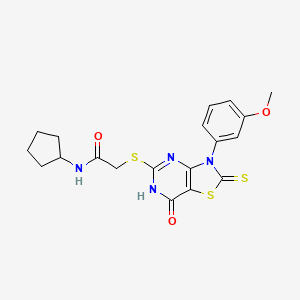 N-cyclopentyl-2-((3-(3-methoxyphenyl)-7-oxo-2-thioxo-2,3,6,7-tetrahydrothiazolo[4,5-d]pyrimidin-5-yl)thio)acetamide