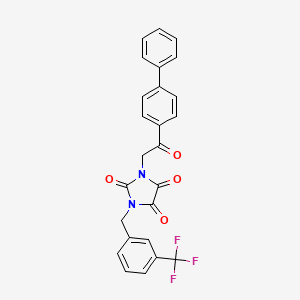 1-[2-Oxo-2-(4-phenylphenyl)ethyl]-3-[[3-(trifluoromethyl)phenyl]methyl]imidazolidine-2,4,5-trione