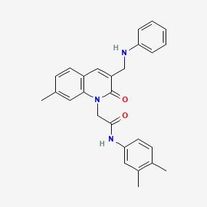 molecular formula C27H27N3O2 B2392835 2-[3-(苯胺甲基)-7-甲基-2-氧代喹啉-1(2H)-基]-N-(3,4-二甲苯基)乙酰胺 CAS No. 932307-87-4