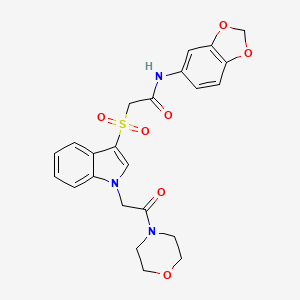 molecular formula C23H23N3O7S B2392836 N-(benzo[d][1,3]dioxol-5-yl)-2-((1-(2-morpholino-2-oxoethyl)-1H-indol-3-yl)sulfonyl)acetamide CAS No. 878059-63-3