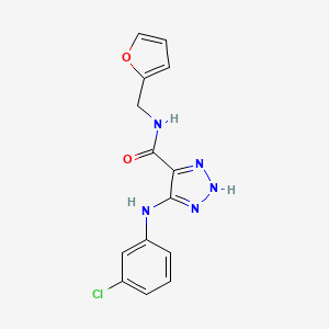 molecular formula C14H12ClN5O2 B2392838 5-[(3-氯苯基)氨基]-N-(2-呋喃甲基)-1H-1,2,3-三唑-4-甲酰胺 CAS No. 1105246-88-5