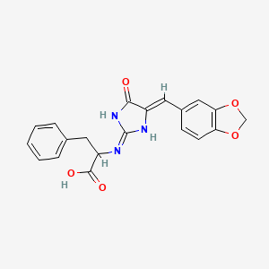 molecular formula C20H17N3O5 B2392843 2-({4-[(Z)-1,3-benzodioxol-5-ylmethylidene]-5-oxo-1,5-dihydro-4H-imidazol-2-yl}amino)-3-phenylpropanoic acid CAS No. 1031212-55-1