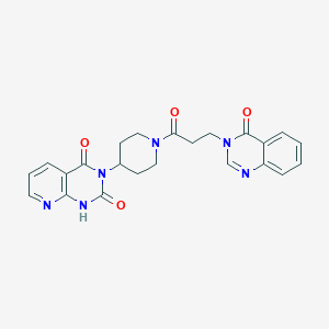 molecular formula C23H22N6O4 B2392866 3-(1-(3-(4-氧代喹唑啉-3(4H)-基)丙酰)哌啶-4-基)吡啶并[2,3-d]嘧啶-2,4(1H,3H)-二酮 CAS No. 2034465-09-1