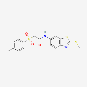 molecular formula C17H16N2O3S3 B2392867 N-(2-(methylthio)benzo[d]thiazol-6-yl)-2-tosylacetamide CAS No. 895442-31-6