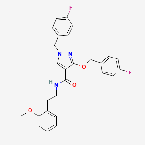 molecular formula C27H25F2N3O3 B2392869 1-(4-氟苄基)-3-((4-氟苄基)氧基)-N-(2-甲氧基苯乙基)-1H-吡唑-4-甲酰胺 CAS No. 1014088-42-6
