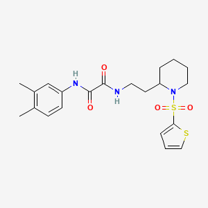 molecular formula C21H27N3O4S2 B2392871 N1-(3,4-dimethylphenyl)-N2-(2-(1-(thiophen-2-ylsulfonyl)piperidin-2-yl)ethyl)oxalamide CAS No. 898369-02-3