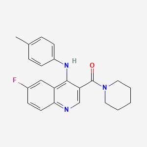 molecular formula C22H22FN3O B2392872 (6-Fluoro-4-(p-tolylamino)quinolin-3-yl)(piperidin-1-yl)methanone CAS No. 1358590-99-4