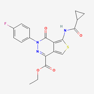 molecular formula C19H16FN3O4S B2392897 Ethyl 5-(cyclopropanecarboxamido)-3-(4-fluorophenyl)-4-oxo-3,4-dihydrothieno[3,4-d]pyridazine-1-carboxylate CAS No. 851948-90-8