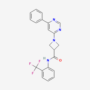 molecular formula C21H17F3N4O B2392908 1-(6-phenylpyrimidin-4-yl)-N-(2-(trifluoromethyl)phenyl)azetidine-3-carboxamide CAS No. 2034618-99-8