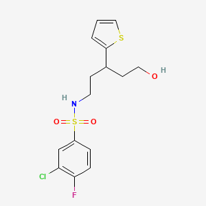 molecular formula C15H17ClFNO3S2 B2392912 3-氯-4-氟-N-(5-羟基-3-(噻吩-2-基)戊基)苯磺酰胺 CAS No. 2034540-64-0