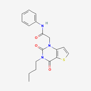 molecular formula C18H19N3O3S B2392913 2-(3-butyl-2,4-dioxo-3,4-dihydrothieno[3,2-d]pyrimidin-1(2H)-yl)-N-phenylacetamide CAS No. 1252910-19-2