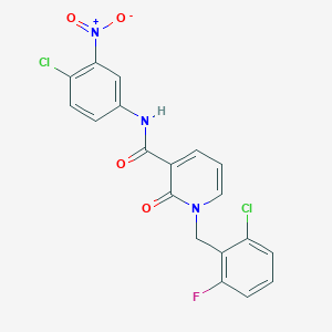 molecular formula C19H12Cl2FN3O4 B2392923 N-(4-氯-3-硝基苯基)-1-(2-氯-6-氟苯甲基)-2-氧代-1,2-二氢吡啶-3-甲酰胺 CAS No. 941989-24-8