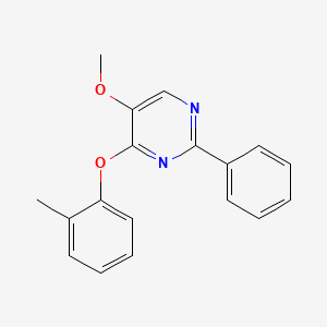 molecular formula C18H16N2O2 B2392924 5-Methoxy-2-phenyl-4-pyrimidinyl 2-methylphenyl ether CAS No. 478029-67-3
