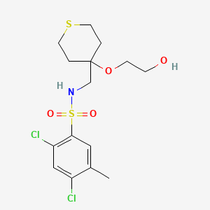 molecular formula C15H21Cl2NO4S2 B2392931 2,4-dichloro-N-((4-(2-hydroxyethoxy)tetrahydro-2H-thiopyran-4-yl)methyl)-5-methylbenzenesulfonamide CAS No. 2320686-06-2