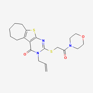 molecular formula C20H25N3O3S2 B2392935 3-allyl-2-((2-morpholino-2-oxoethyl)thio)-6,7,8,9-tetrahydro-3H-cyclohepta[4,5]thieno[2,3-d]pyrimidin-4(5H)-one CAS No. 561005-57-0