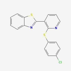molecular formula C18H11ClN2S2 B2392937 2-(2-((4-Chlorophenyl)sulfanyl)-3-pyridinyl)-1,3-benzothiazole CAS No. 337920-49-7
