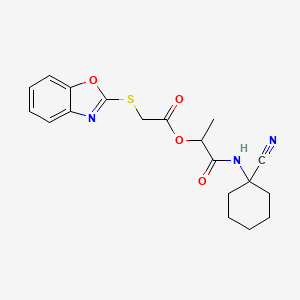 molecular formula C19H21N3O4S B2392939 1-[(1-Cyanocyclohexyl)carbamoyl]ethyl 2-(1,3-benzoxazol-2-ylsulfanyl)acetate CAS No. 876933-26-5