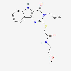 N-(2-methoxyethyl)-2-[(4-oxo-3-prop-2-enyl-5H-pyrimido[5,4-b]indol-2-yl)sulfanyl]acetamide