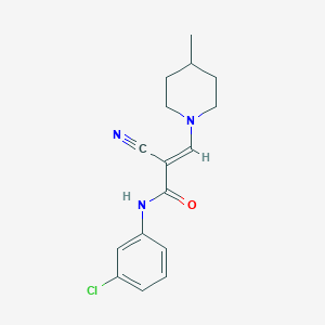 molecular formula C16H18ClN3O B2392952 (2E)-N-(3-chlorophenyl)-2-cyano-3-(4-methylpiperidin-1-yl)prop-2-enamide CAS No. 881558-65-2