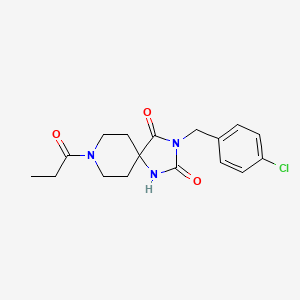 molecular formula C17H20ClN3O3 B2392954 3-(4-Chlorobenzyl)-8-propionyl-1,3,8-triazaspiro[4.5]decane-2,4-dione CAS No. 1021100-83-3