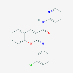 molecular formula C21H14ClN3O2 B2392962 (2Z)-2-[(3-chlorophenyl)imino]-N-(pyridin-2-yl)-2H-chromene-3-carboxamide CAS No. 1327183-70-9