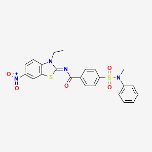 molecular formula C23H20N4O5S2 B2392977 (E)-N-(3-ethyl-6-nitrobenzo[d]thiazol-2(3H)-ylidene)-4-(N-methyl-N-phenylsulfamoyl)benzamide CAS No. 850910-61-1