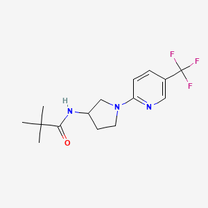 molecular formula C15H20F3N3O B2392983 N-(1-(5-(trifluoromethyl)pyridin-2-yl)pyrrolidin-3-yl)pivalamide CAS No. 2034353-92-7