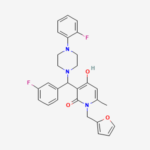 molecular formula C28H27F2N3O3 B2392987 3-((3-fluorophenyl)(4-(2-fluorophenyl)piperazin-1-yl)methyl)-1-(furan-2-ylmethyl)-4-hydroxy-6-methylpyridin-2(1H)-one CAS No. 897612-58-7