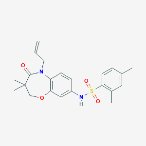 molecular formula C22H26N2O4S B2392990 N-(5-allyl-3,3-dimethyl-4-oxo-2,3,4,5-tetrahydrobenzo[b][1,4]oxazepin-8-yl)-2,4-dimethylbenzenesulfonamide CAS No. 922049-08-9