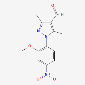 molecular formula C13H13N3O4 B2393000 1-(2-methoxy-4-nitrophenyl)-3,5-dimethyl-1H-pyrazole-4-carbaldehyde CAS No. 1159697-62-7