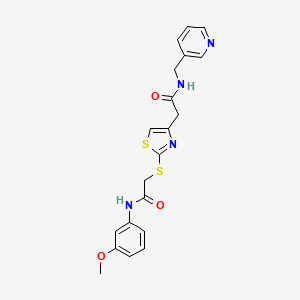 molecular formula C20H20N4O3S2 B2393001 N-(3-methoxyphenyl)-2-((4-(2-oxo-2-((pyridin-3-ylmethyl)amino)ethyl)thiazol-2-yl)thio)acetamide CAS No. 941937-61-7