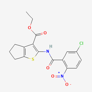 molecular formula C17H15ClN2O5S B2393003 ethyl 2-(5-chloro-2-nitrobenzamido)-5,6-dihydro-4H-cyclopenta[b]thiophene-3-carboxylate CAS No. 330201-38-2