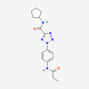 molecular formula C16H20N6O2 B2393004 N-环戊基-2-(4-丙酰胺苯基)-2H-四唑-5-甲酰胺 CAS No. 1421584-41-9