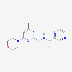 molecular formula C15H18N6O2 B2393014 N-((4-methyl-6-morpholinopyrimidin-2-yl)methyl)pyrazine-2-carboxamide CAS No. 1797619-37-4