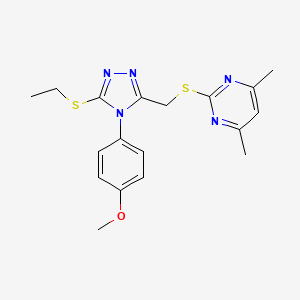 2-[[5-Ethylsulfanyl-4-(4-methoxyphenyl)-1,2,4-triazol-3-yl]methylsulfanyl]-4,6-dimethylpyrimidine