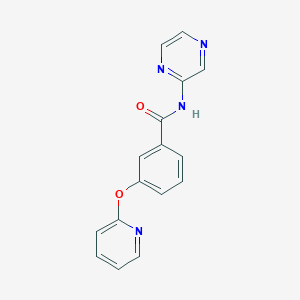 molecular formula C16H12N4O2 B2393024 N-(吡嗪-2-基)-3-(吡啶-2-氧基)苯甲酰胺 CAS No. 1797017-58-3