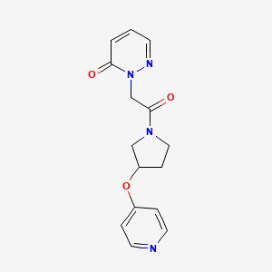 molecular formula C15H16N4O3 B2393025 2-(2-氧代-2-(3-(吡啶-4-氧基)吡咯烷-1-基)乙基)吡啶并嗪-3(2H)-酮 CAS No. 2034249-79-9
