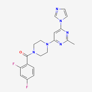 molecular formula C19H18F2N6O B2393036 (4-(6-(1H-imidazol-1-yl)-2-methylpyrimidin-4-yl)piperazin-1-yl)(2,4-difluorophenyl)methanone CAS No. 1169980-15-7